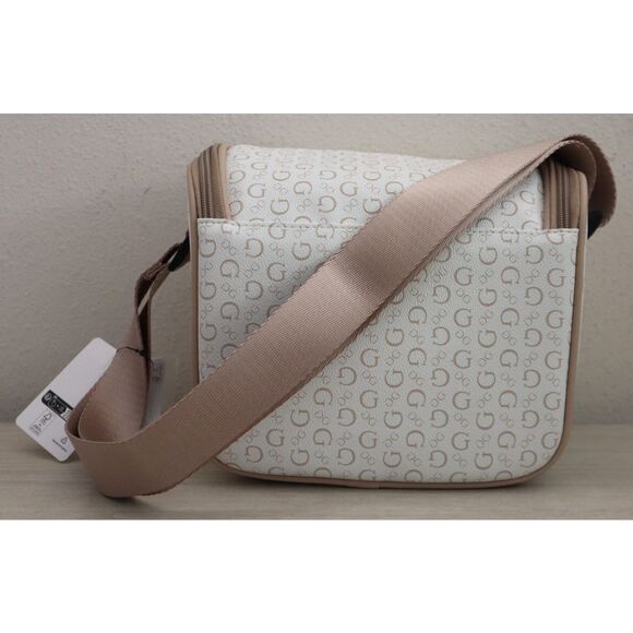 GUESS V7200069 White/Taupe Junction Travel Zip Around Lunch Box w/Carrying Strap - Picture 2 of 14